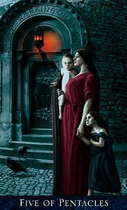 Bohemian Gothic Tarot Five of Penntacles