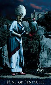 Bohemian Gothic Tarot Nine of Pentacles
